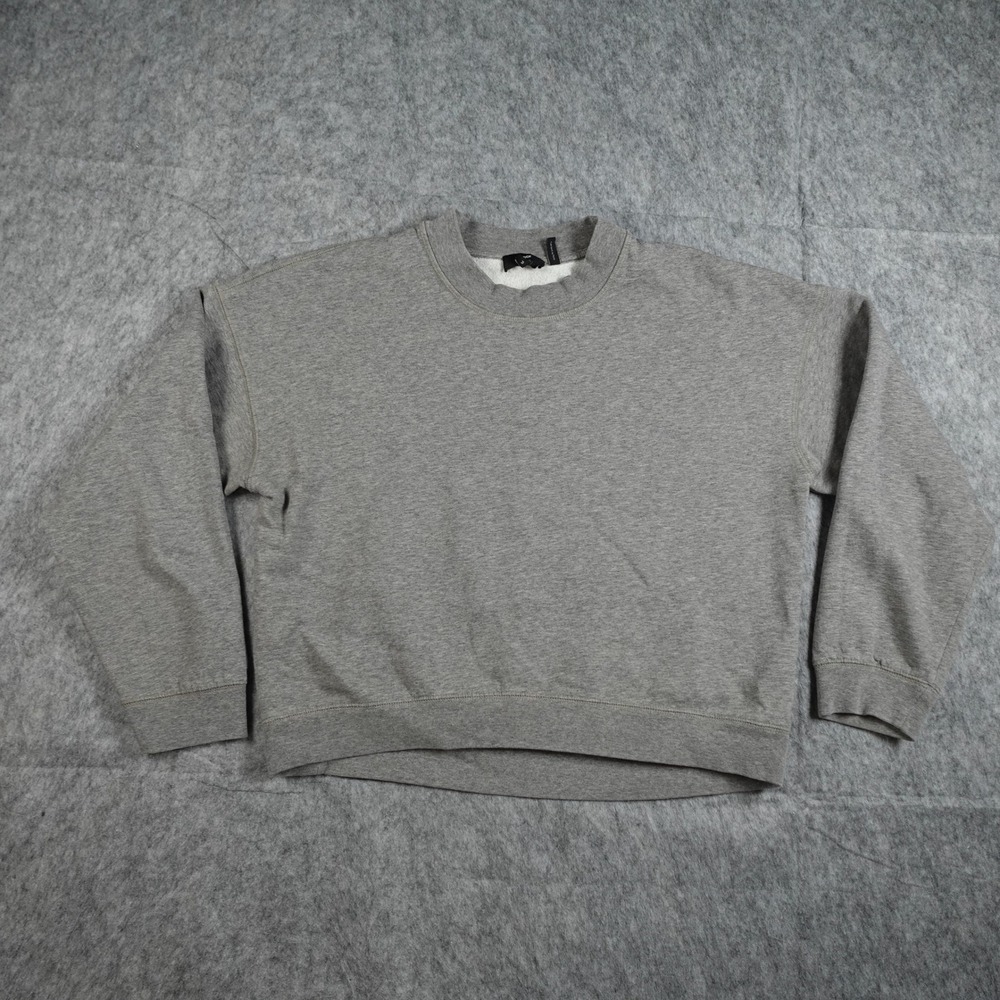 Theory Sweatshirt Womens Medium Gray Cropped Crew‎ Melrose Fleece Jumper Sweater